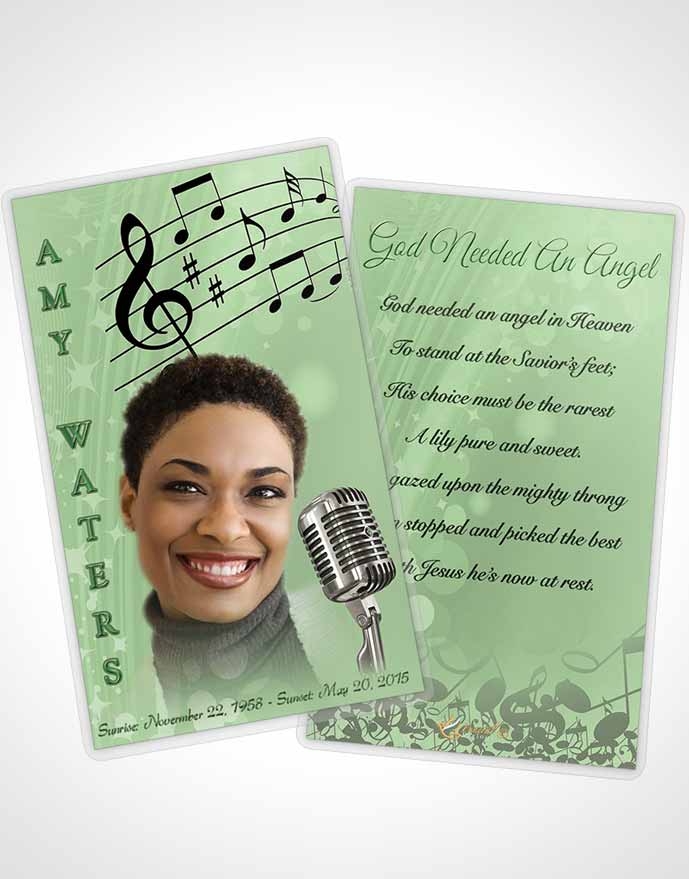 Funeral Prayer Card Template The Sound of Music Emerald Glow