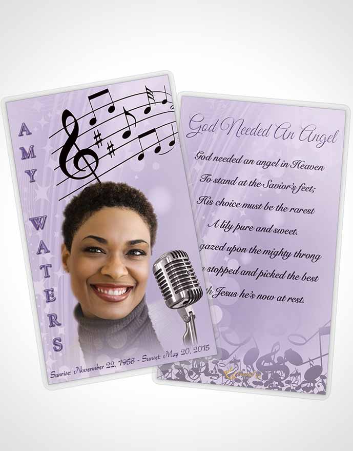 Funeral Prayer Card Template The Sound of Music Lavender Honor