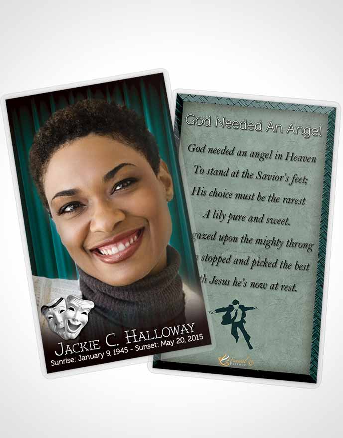 Funeral Prayer Card Template Turquoise Actor