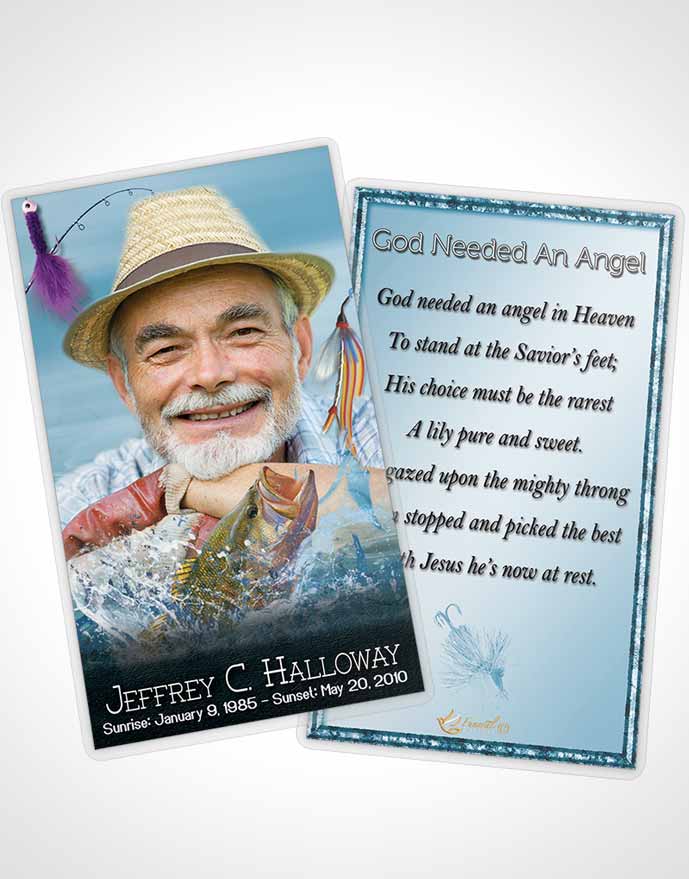 Funeral Prayer Card Template Turquoise Waters Calm Fisherman
