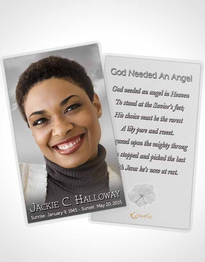 Funeral Prayer Card Template Up in the Black and White Sky