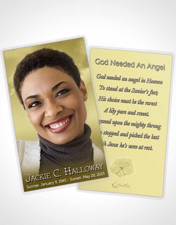 Funeral Prayer Card Template Up in the Golden Sky