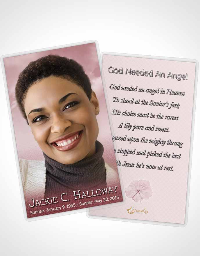 Funeral Prayer Card Template Up in the Pink Sky