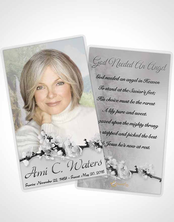 Funeral Prayer Card Template Waterfall Heaven Black and White