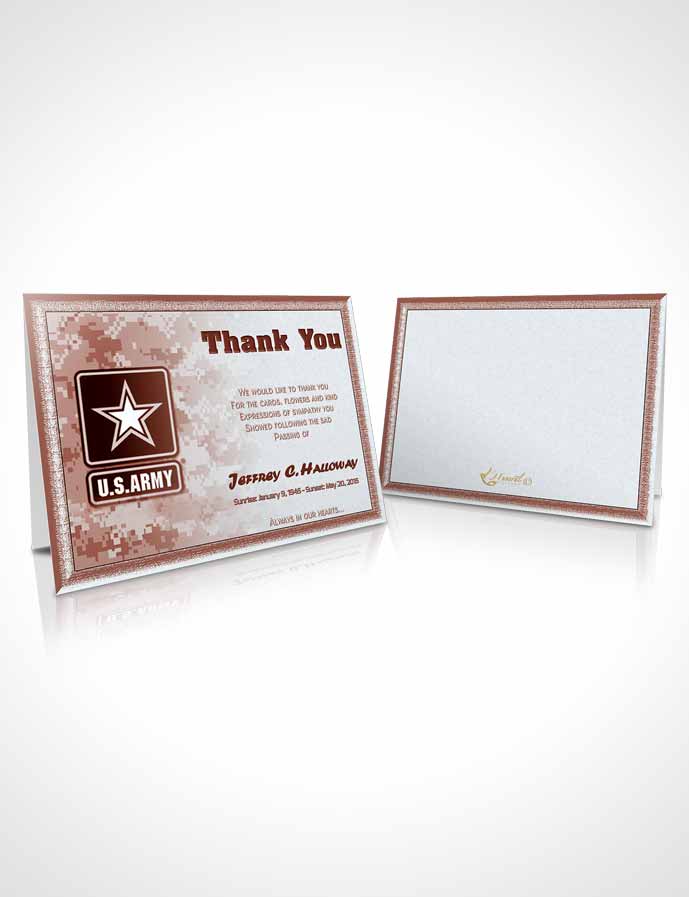 Funeral Thank You Card Template 2nd Army Soldier Sunrise