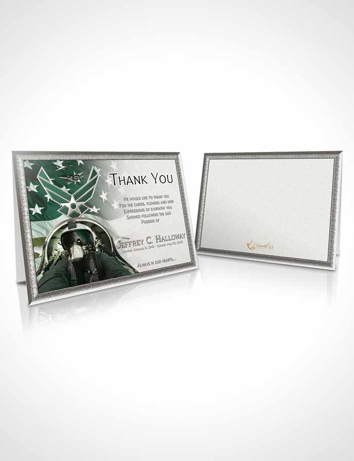 Funeral Thank You Card Template Air Force Emerald Salute