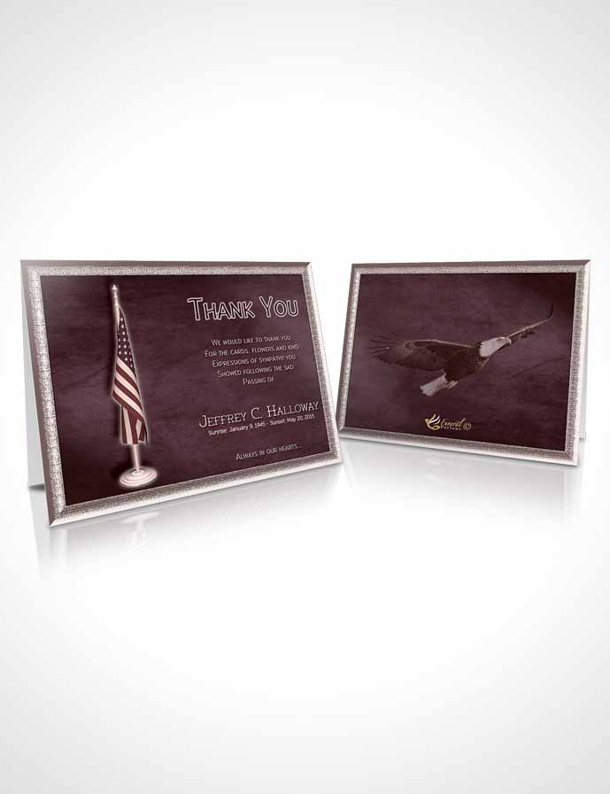 Funeral Thank You Card Template American Burgundy Glory