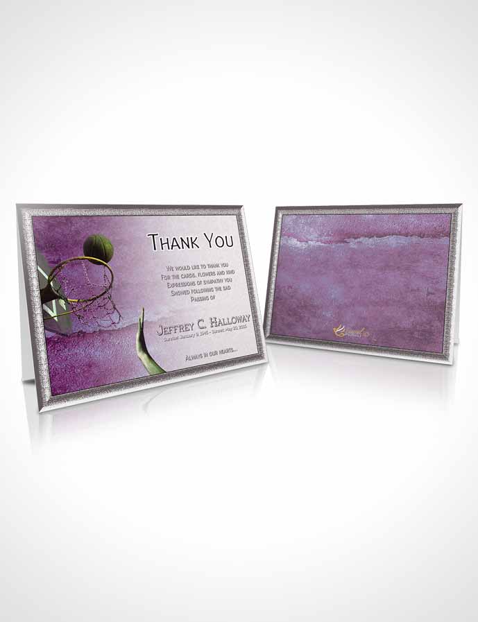 Funeral Thank You Card Template Amethyst Basketball Star