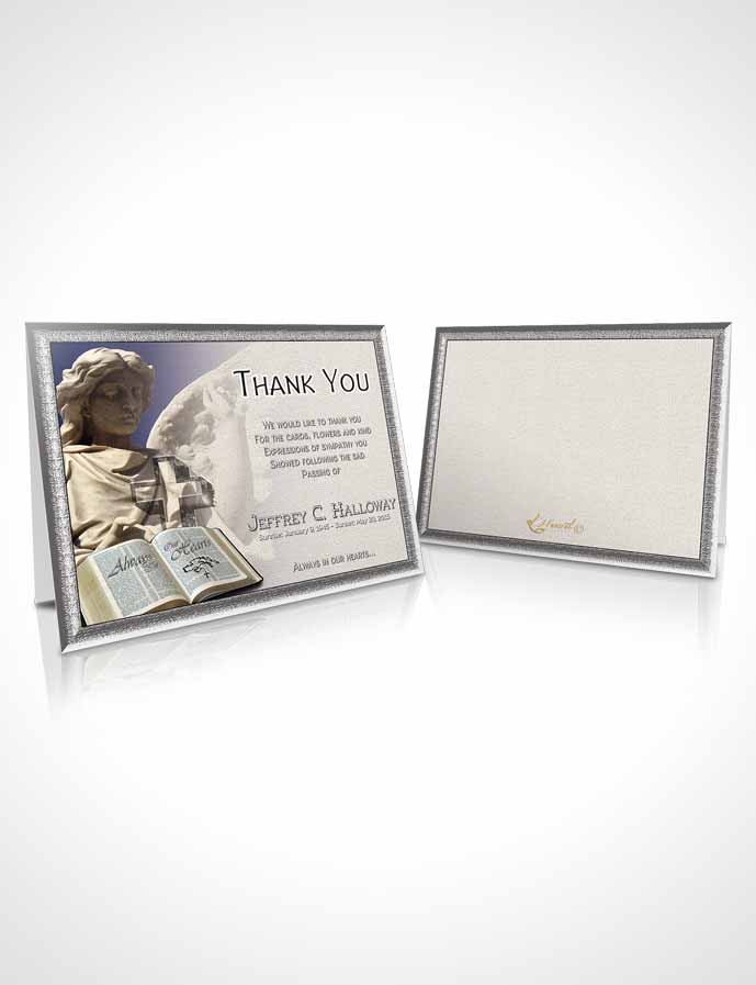 Funeral Thank You Card Template Angel Statue Peace