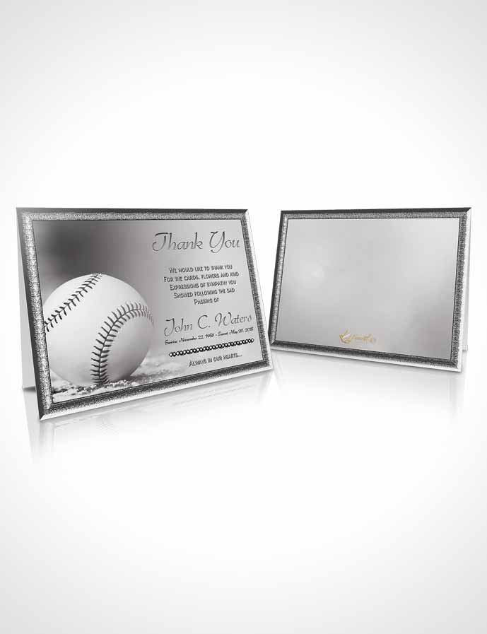 Funeral Thank You Card Template Baseball Day Black and White