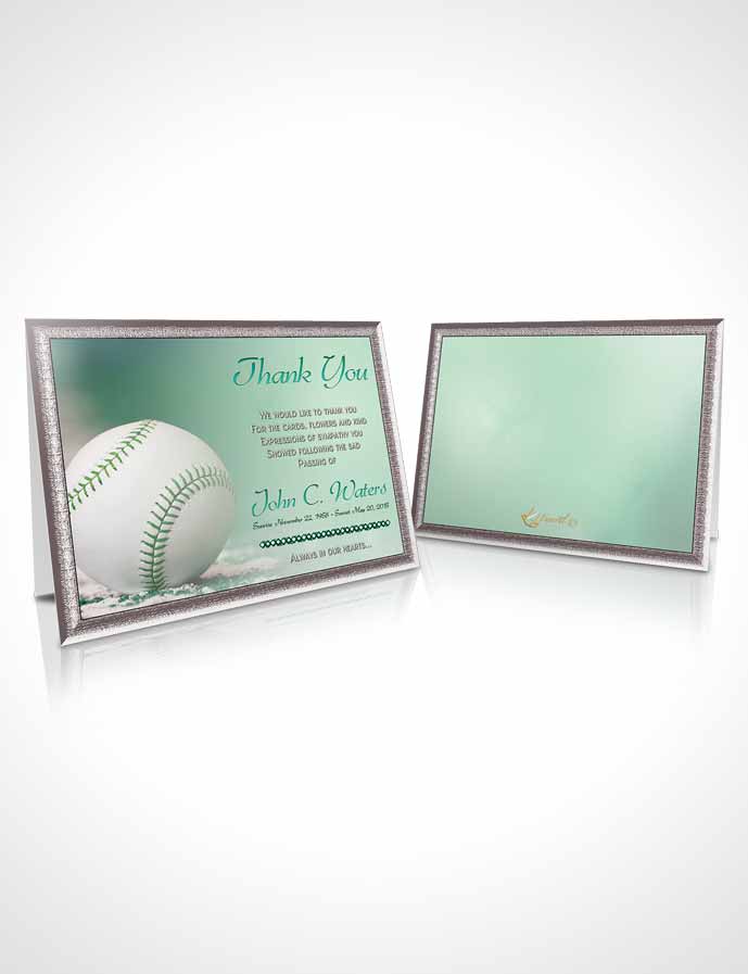 Funeral Thank You Card Template Baseball Day Emerald Love