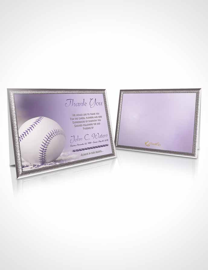 Funeral Thank You Card Template Baseball Day Lavender Honor