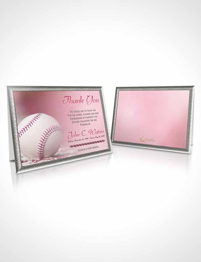 Funeral Thank You Card Template Baseball Day Pink Sunset