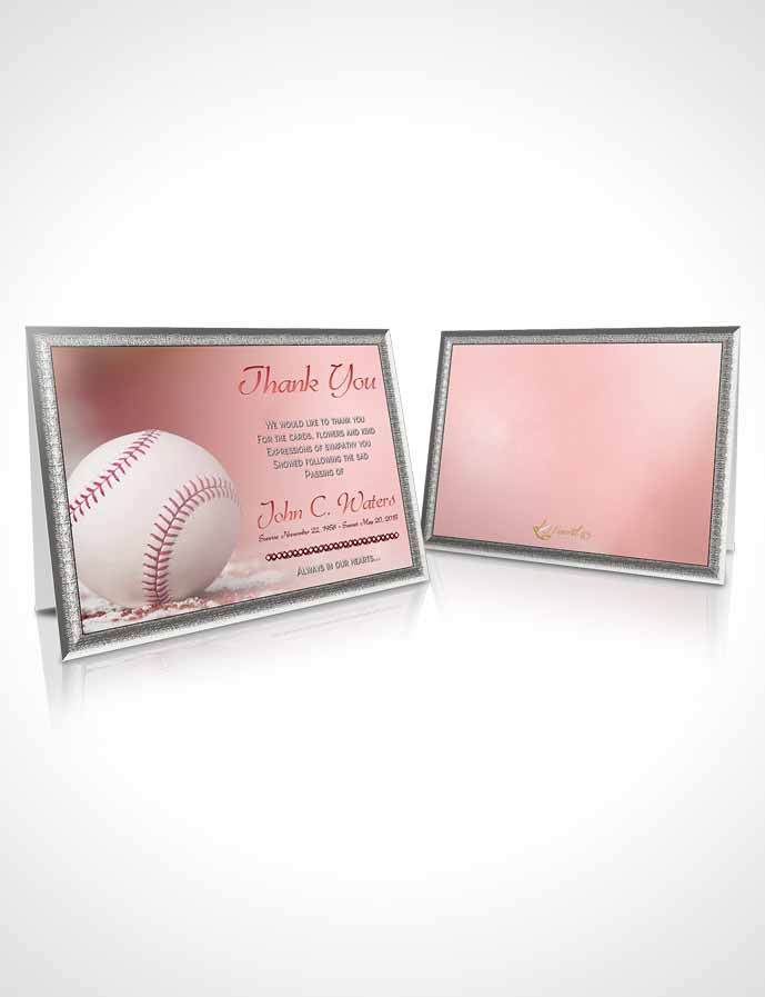 Funeral Thank You Card Template Baseball Day Ruby Sunset
