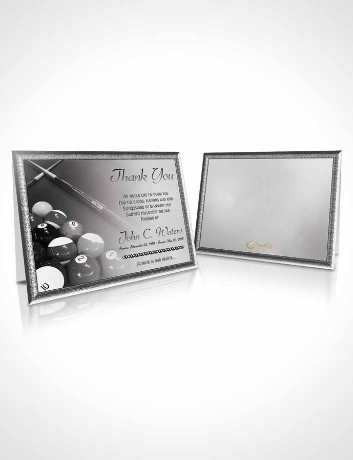 Funeral Thank You Card Template Billiards Fantasy Black and White