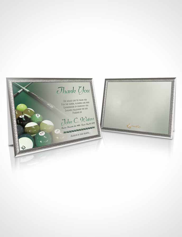 Funeral Thank You Card Template Billiards Fantasy Emerald Love
