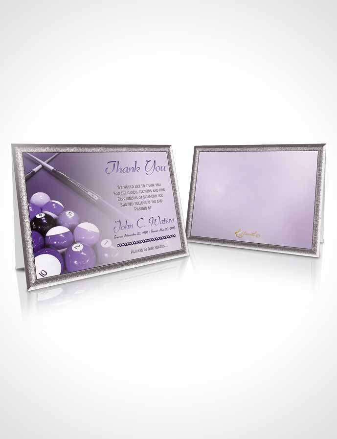 Funeral Thank You Card Template Billiards Fantasy Lavender Honor