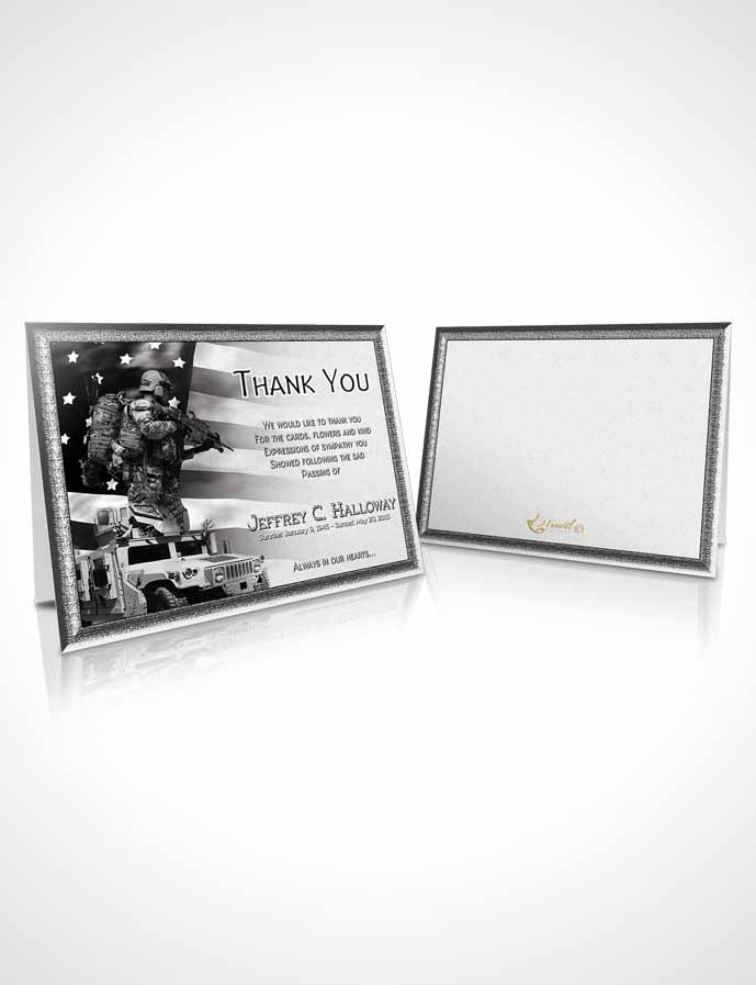 Funeral Thank You Card Template Black and White Army Salute