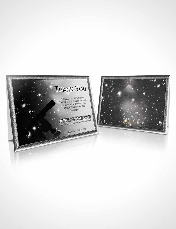 Funeral Thank You Card Template Black and White Astronomers Sky
