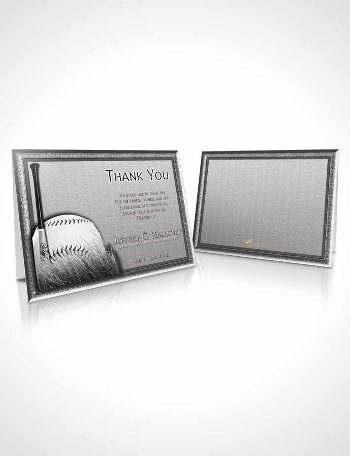 Funeral Thank You Card Template Black and White Baseball Star Dark