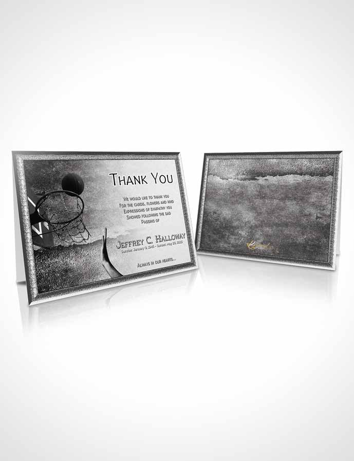Funeral Thank You Card Template Black and White Basketball Star