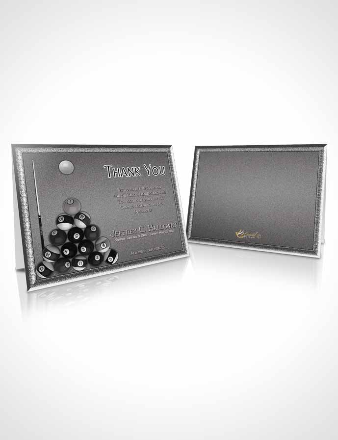 Funeral Thank You Card Template Black and White Billiards Desire