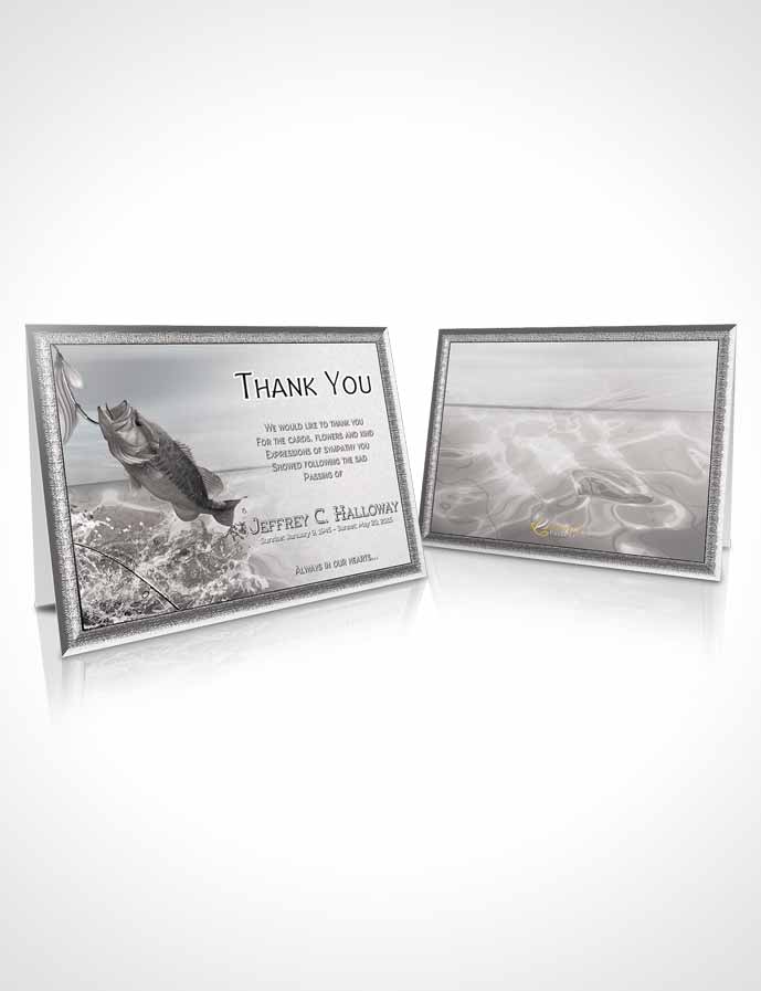 Funeral Thank You Card Template Black and White Calm Fisherman