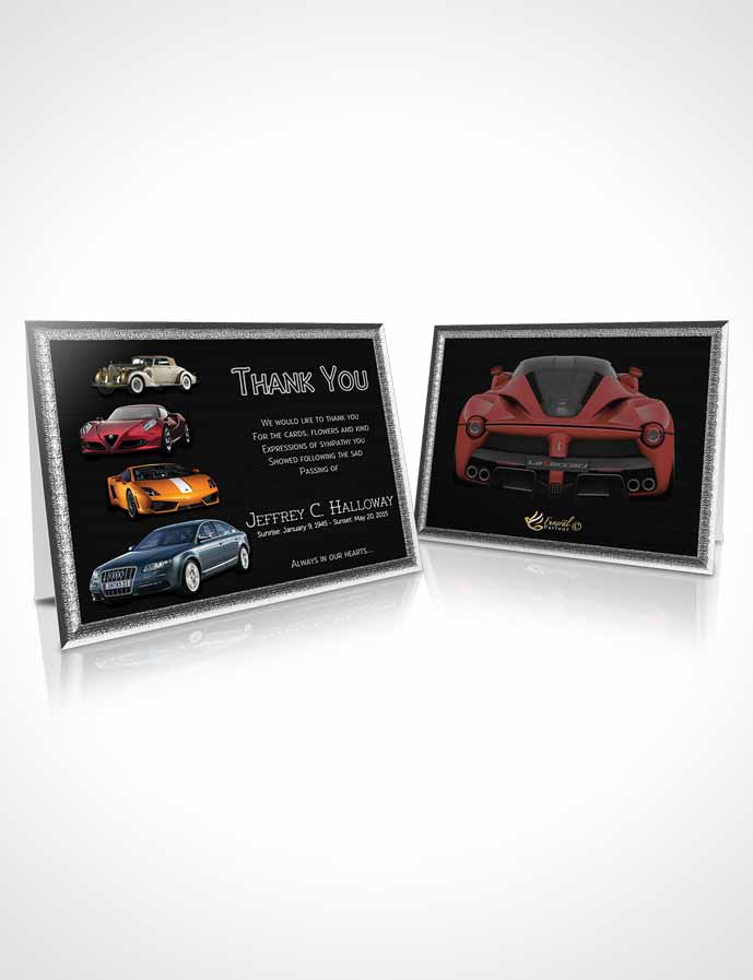 Funeral Thank You Card Template Black and White Car Enthusiast