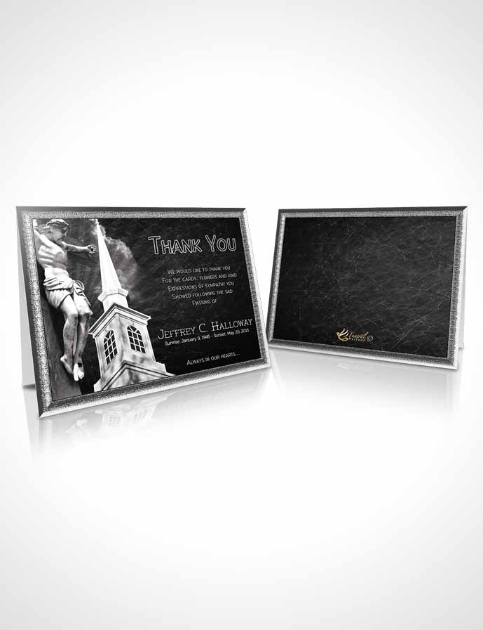 Funeral Thank You Card Template Black and White Christian Faith