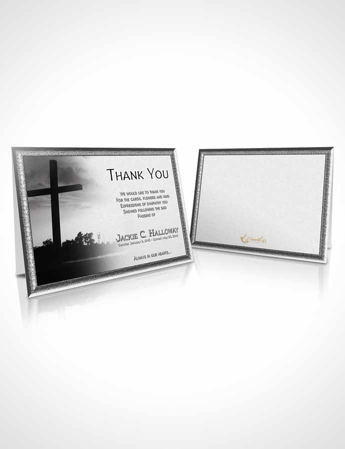 Funeral Thank You Card Template Black and White Cross in the Sky