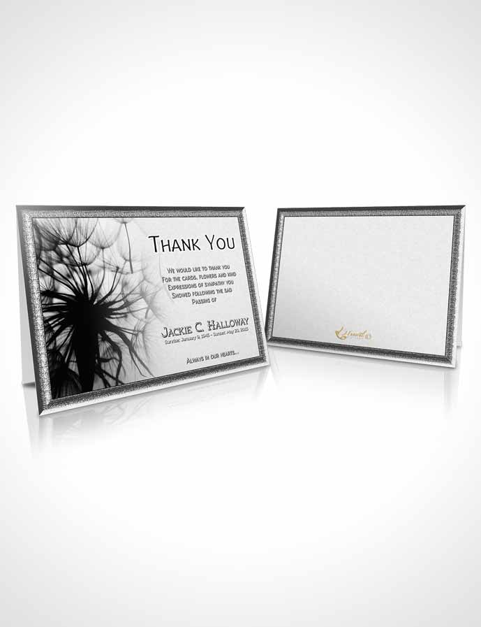 Funeral Thank You Card Template Black and White Dandelion Heaven