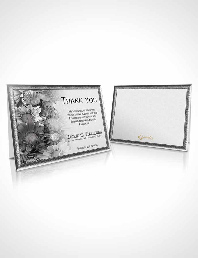 Funeral Thank You Card Template Black and White Dream Flower