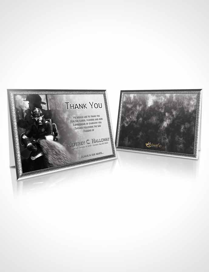 Funeral Thank You Card Template Black and White Firefighter