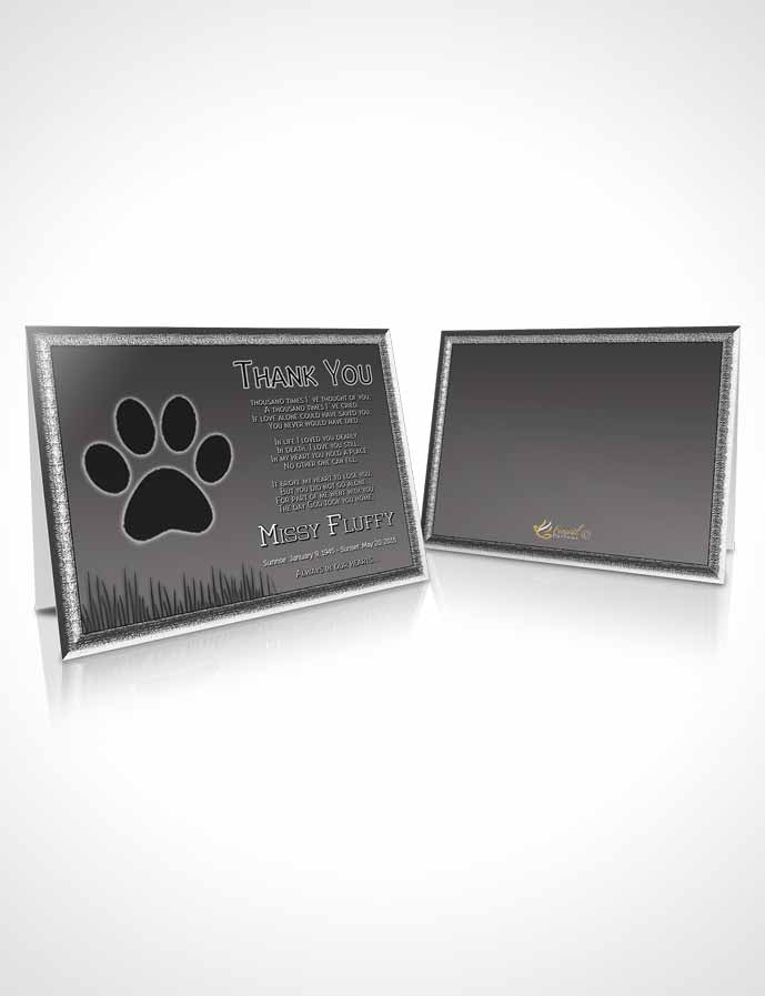 Funeral Thank You Card Template Black and White Fluffy Kitty