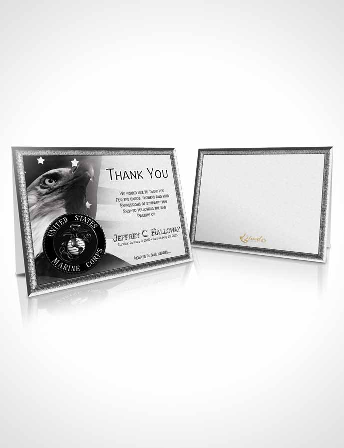 Funeral Thank You Card Template Black and White Marine Salute