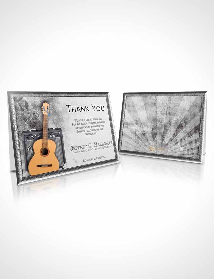 Funeral Thank You Card Template Black and White Musician