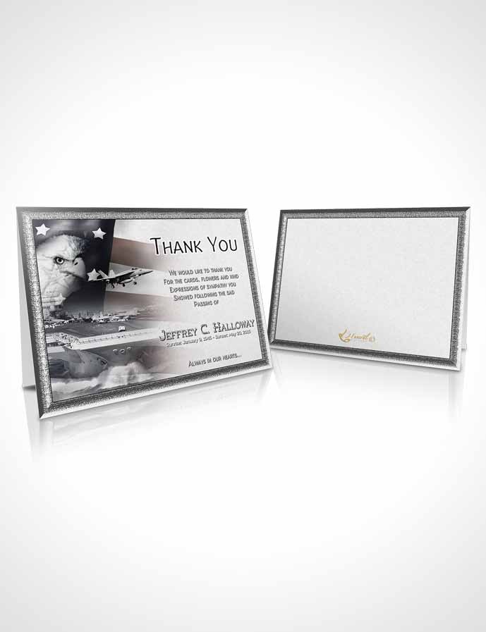 Funeral Thank You Card Template Black and White Navy Salute