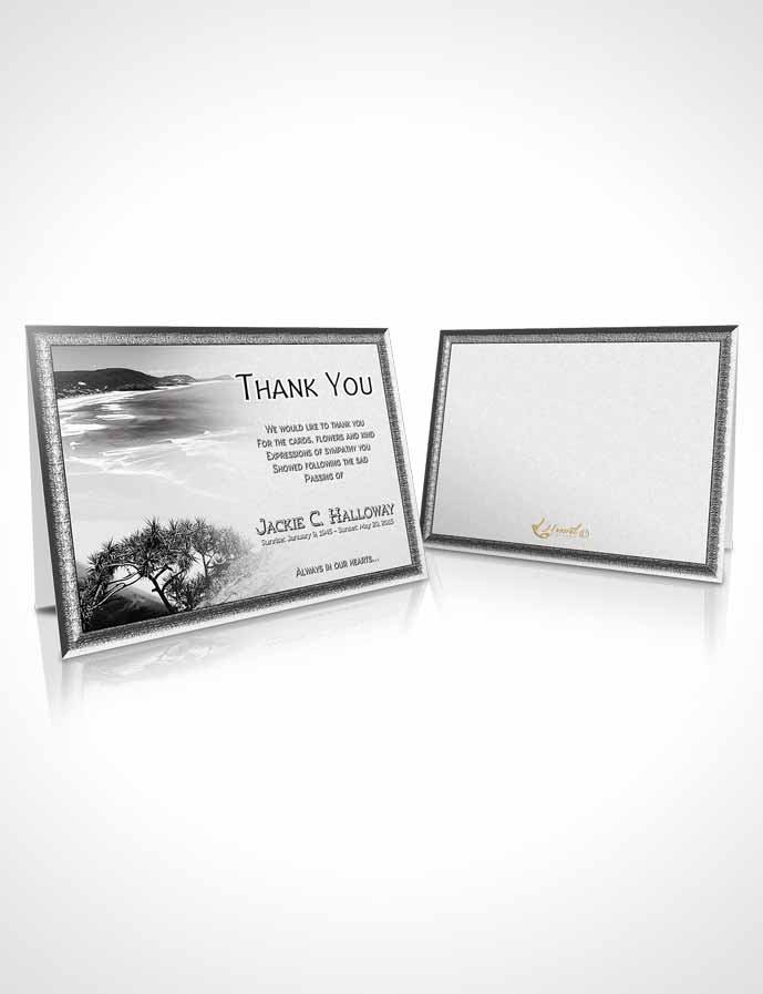 Funeral Thank You Card Template Black and White Ocean Beach