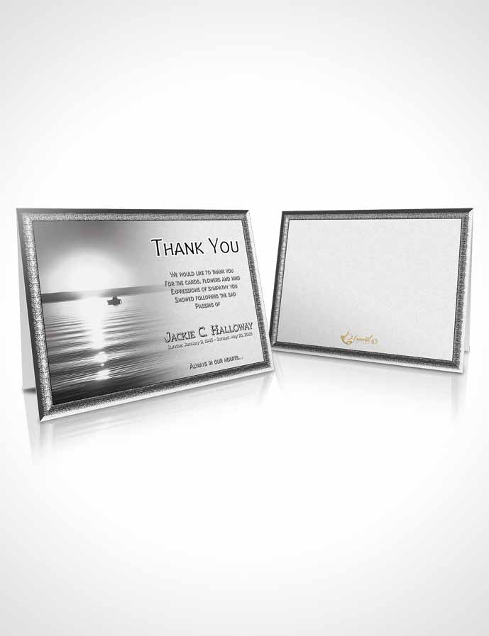 Funeral Thank You Card Template Black and White Ocean Sunset