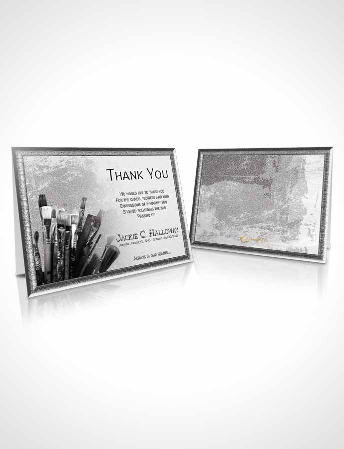 Funeral Thank You Card Template Black and White Painters Paradise