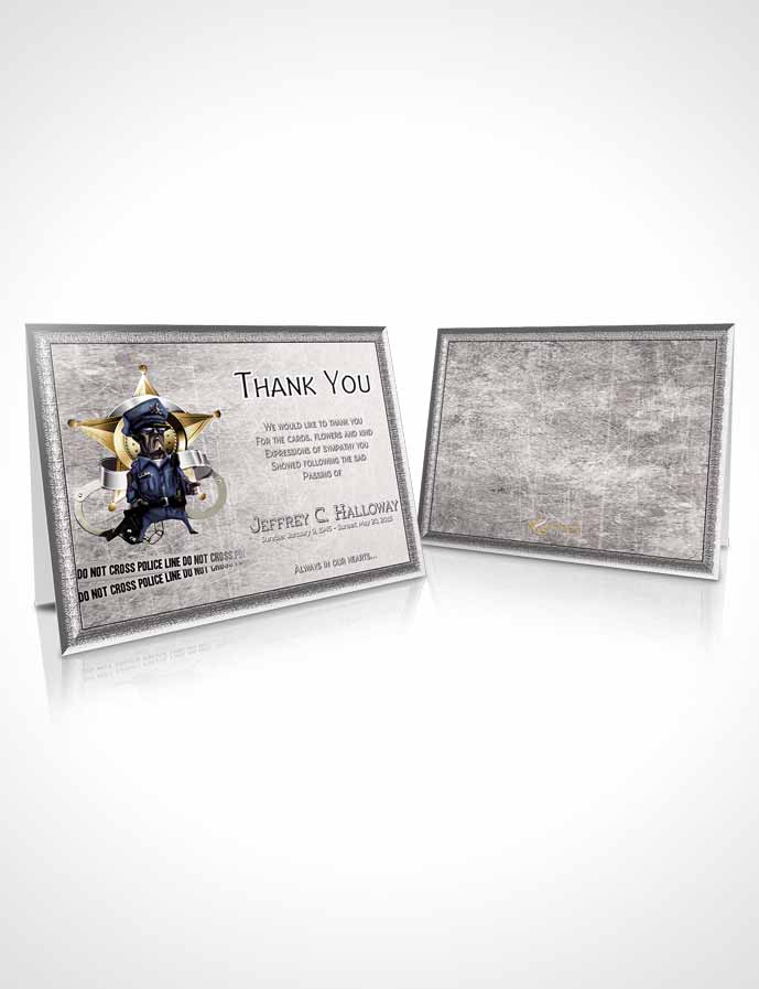Funeral Thank You Card Template Black and White Police Enforcement