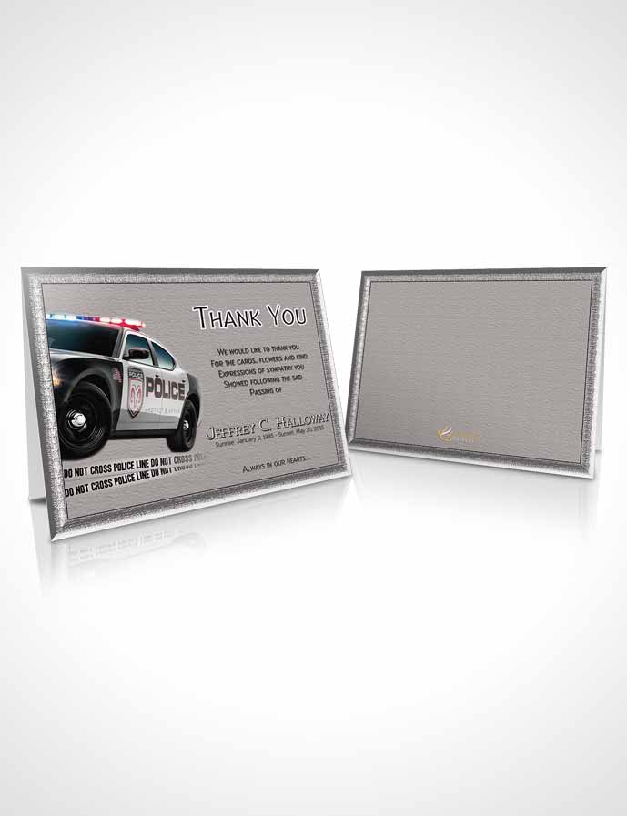 Funeral Thank You Card Template Black and White Police On Duty