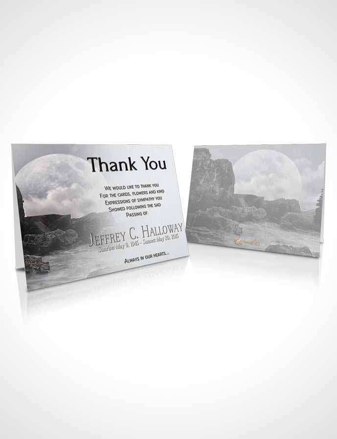 Funeral Thank You Card Template Black and White Rocky Moon