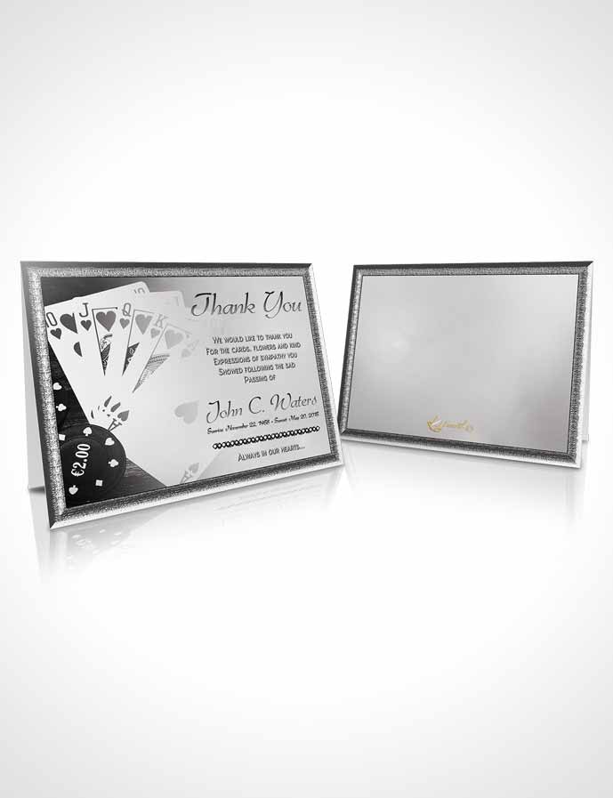 Funeral Thank You Card Template Black and White Royal Flush