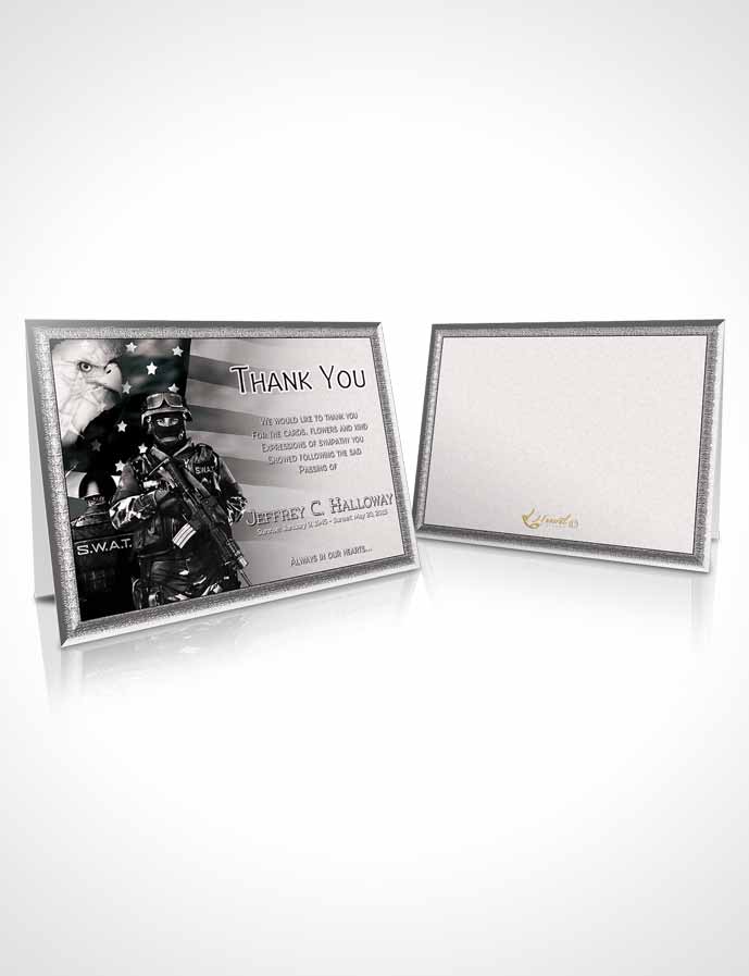 Funeral Thank You Card Template Black and White SWAT Enforcement