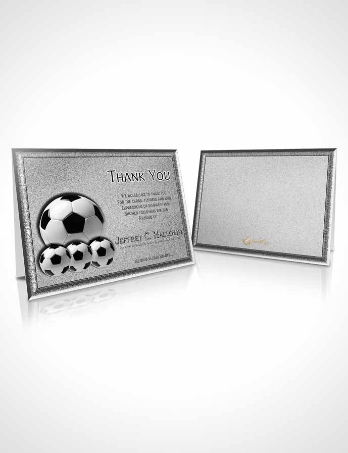 Funeral Thank You Card Template Black and White Soccer Star