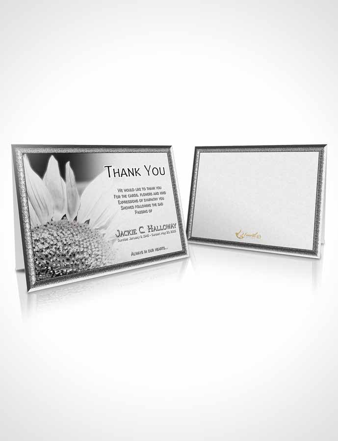 Funeral Thank You Card Template Black and White Sunflower