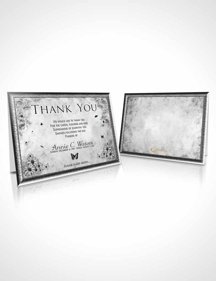 Funeral Thank You Card Template Black and White Sunny Sunflowers