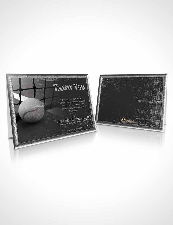 Funeral Thank You Card Template Black and White Tennis Star