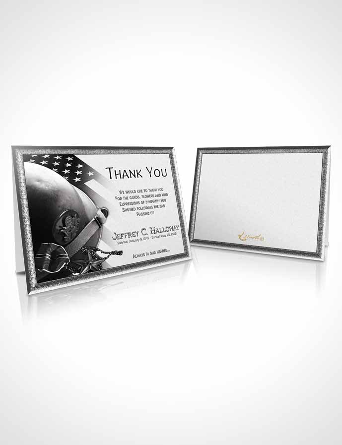 Funeral Thank You Card Template Black and White Veterans Salute